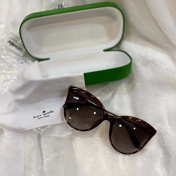 Gorgeous Kate Spade Sassari Havana Cat Eye Butterfly Sunglasses NWT - Picture 3 of 16